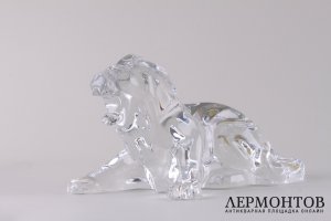 Статуэтка Лев. Франция, фирма Baccarat. Хрусталь, резьба.
