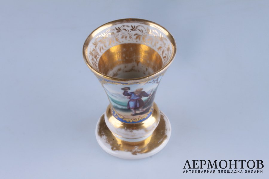 Стопка. Странник и музыкант. Россия, А.Т. Сафронов. 1830-1840г. Фарфор.