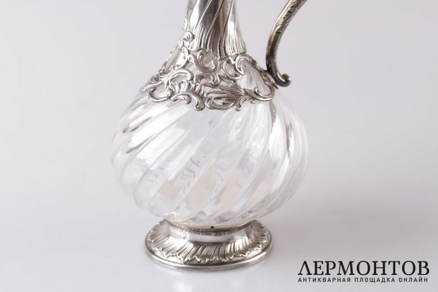 Графин для воды и вина. Серебро 950 пробы, хрусталь. Франция