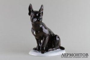 Статуэтка Французский бульдог. Фарфор, роспись.  Fraureuth, Германия, 1919-1926 гг.
