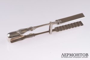 Сервировочные щипцы. Брагин. Серебро 84. Российская империя