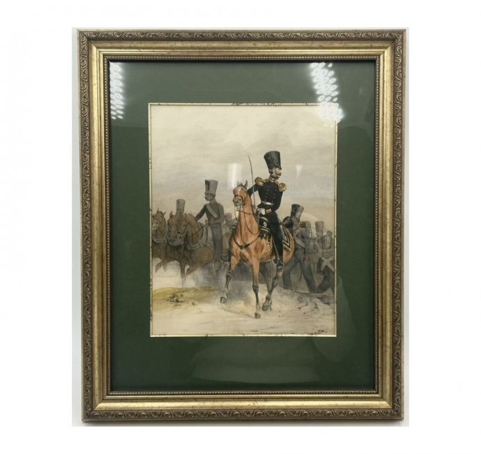Гравюра Штаб-офицер и рядовые гвардейской конной артиллерии. 1840 г.