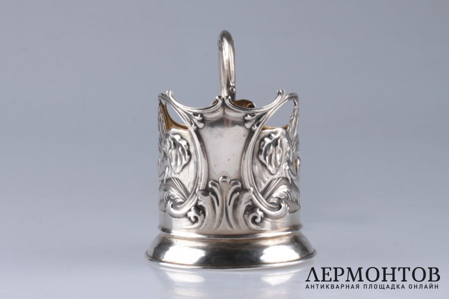 Подстаканник в стиле модерн. Слоны. СССР, 1953-1955-е гг. Серебро 875.