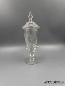 Кубок с крышкой «Пастораль». Хрусталь, гравировка, Европа, 1870–1890 годы