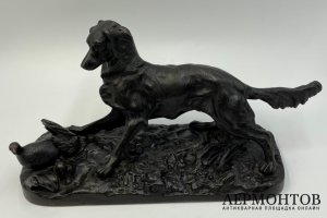 Скульптура Собака сеттер. Россия, Каслинский завод, 1911 г. Чугун.