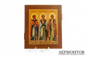 Икона Великие князья Владимир, Борис и Глеб. Россия, 19 в.
