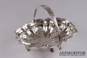 Сухарница ажурная. Williams. Серебро 925 пробы. 1904 год. Англия