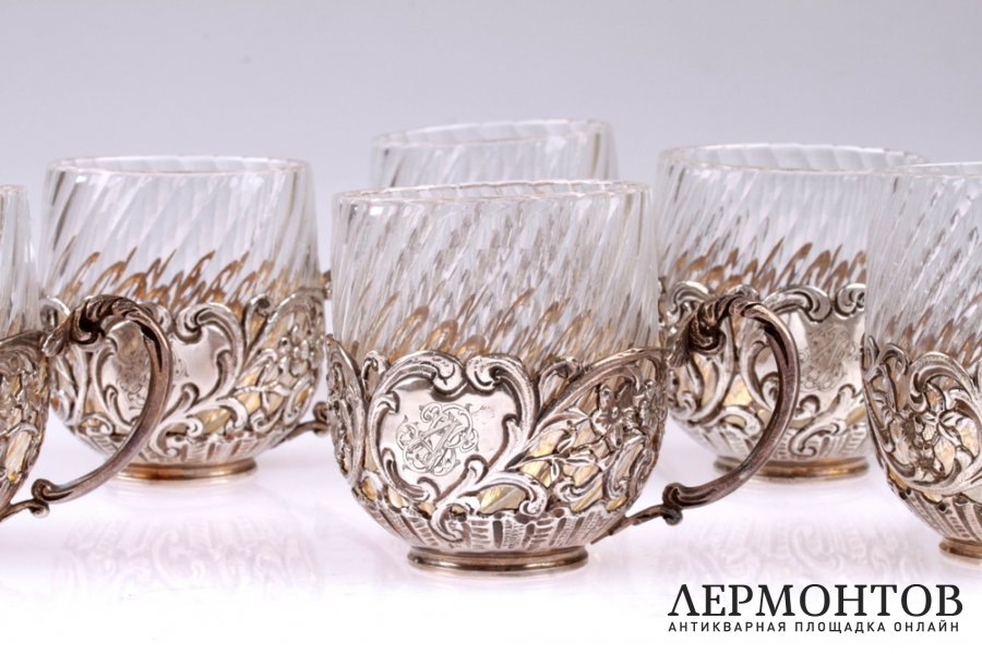 Кофейный набор. 6 пар. Серебро 950. Франция