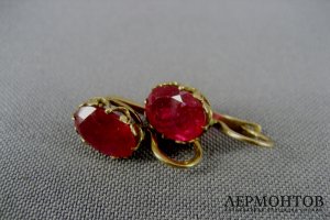 Серьги. Золото 56 пробы, рубины. Российская Империя.