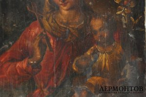 Икона Богоматери Неувядаемый цвет в серебряном окладе. Конец XVIII-2-я четверть XIX в