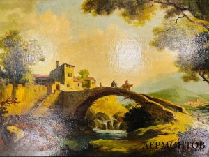 Картина «Путешествие». Холст, масло, подпись Z. Loriol, Западная Европа, начало 20 века