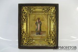 Икона.  Св. Епископ Лев Катанский. Дерево. Российская Империя, XIХ век.
