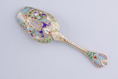 Совочек для чая. Иван Хлебников. Эмаль, серебро 88. Москва, Россия, 1908-1917 гг.