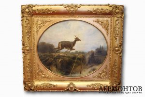 Парные картины Охота. A. Ottevaere. Бельгия, сер.19 в. Холст, масло.