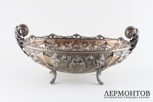 Ваза для фруктов на ножках. Серебро 800 пробы. Италия, нач. XX в.