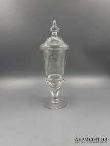 Кубок с крышкой «Пастораль». Хрусталь, гравировка, Европа, 1870–1890 годы