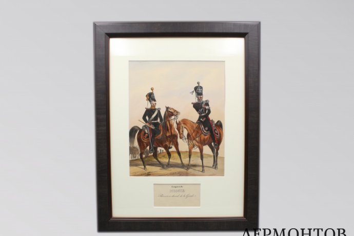 Литография Унтер-офицер и рядовой лейб-гвардии Конно-Пионерского эскадрона. 1840 г.