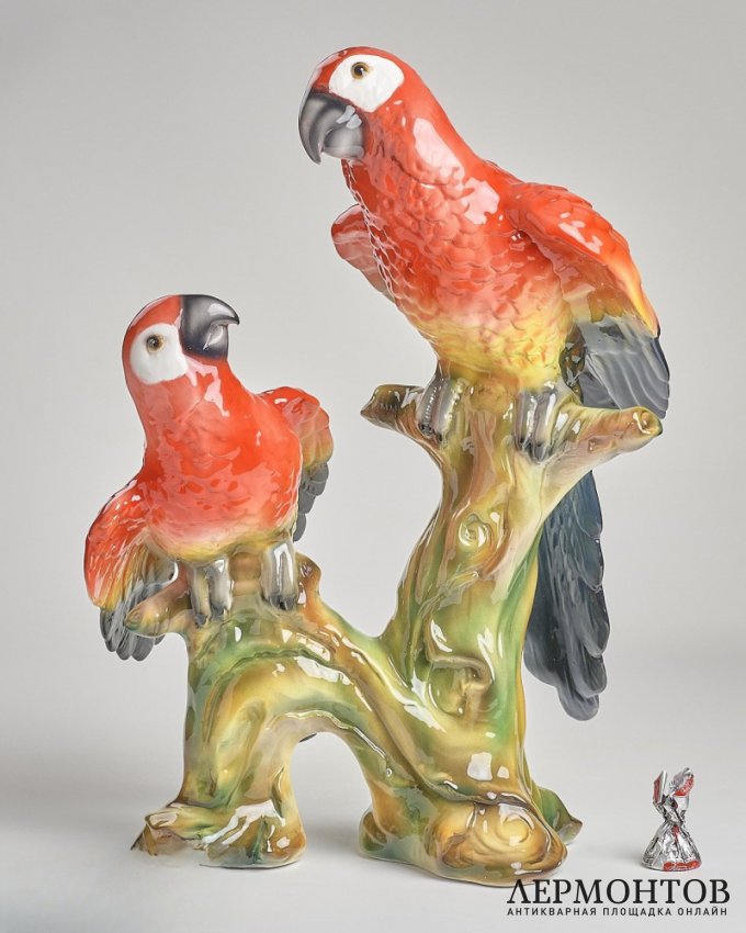 Скульптура «Попугаи ара». Керамика, Ceramiche Boxer, Италия, 1980–1990-е годы