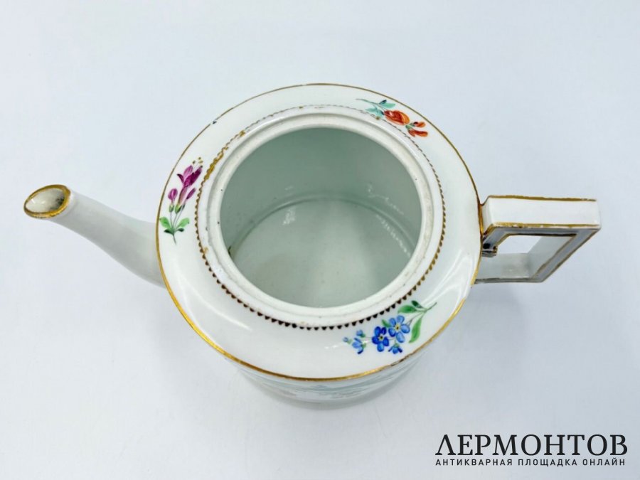 Чайник с росписью. Германия, Meissen, 18 век. Фарфор, роспись.