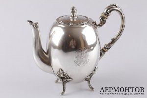 Кофейник в стиле рококо. Серебро 800 пробы. Германия