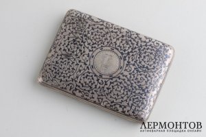 Портсигар. Серебро 84 пробы, чернь. Российская империя, Москва, 1899-1908.