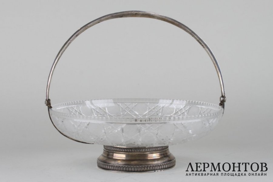 Ваза-фруктовница. Серебро 84 пробы, хрусталь. Россия,после 1908 года.