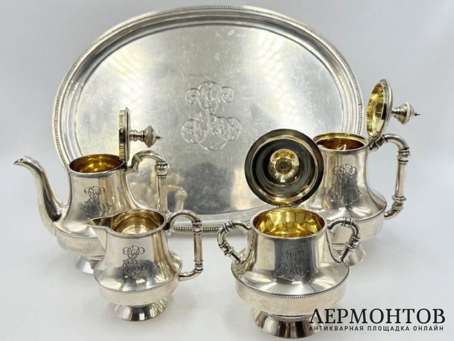 Сервиз в Неорусском стиль. Россия, 1882 год. Серебро 84 пробы, кость.