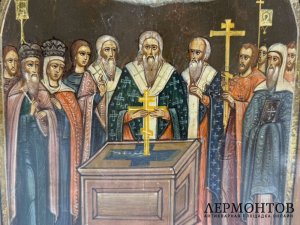 Икона Происхождение Честных Древ Креста Господня. Россия, 2 половина 19 века.
