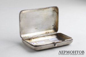 Портсигар с черневым узором. Серебро 84 пробы. Российская империя.