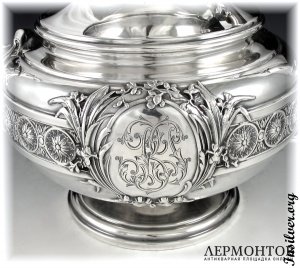 Чайный сервиз с подносом. Серебро 950. Франция