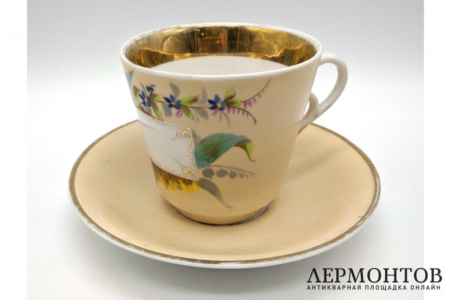 Чайная пара Фиалки и ландыши. Фарфор, роспись. Германия, C. Tielsch, 1880-1920е гг. 