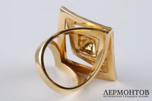 Кольцо с черными бриллиантами, бренд MELEKKIS. Золото.