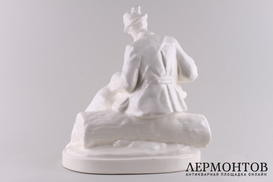 Статуэтка Охотник с собакой. Чехословакия, 1940-е годы. Rako. Фарфор.