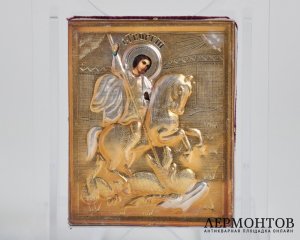 Икона «Георгий Победоносец». Серебро с позолотой, современная работа