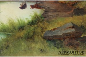 Картина. Эдуард Хайн. Пасторальный пейзаж. Кон. XIX в., х-м. Собрание А.А.Гречко