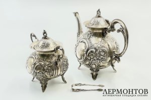Набор для чаепития в стиле неорококо. Германия, рубеж 19-20 в. Серебро 800 пр.