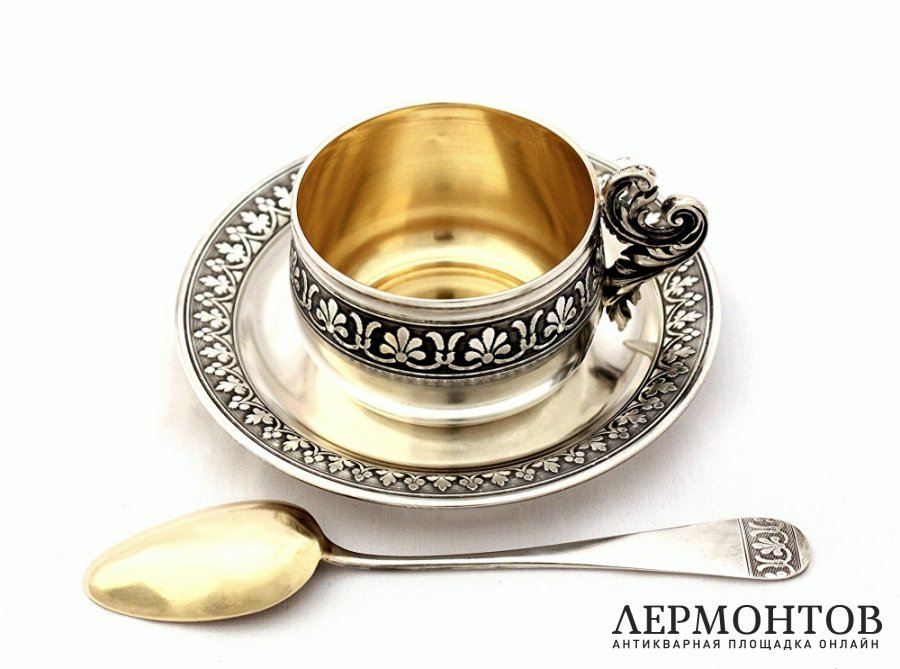 Кофейная пара в футляре. Серебро 950. Франция