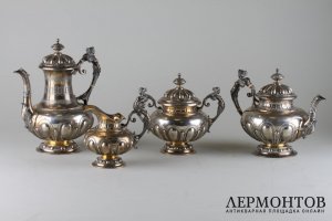 Сервиз чайно-кофейный. Серебро 800 пробы. Германия,Eduard Foehr, 1835-1904 гг. 