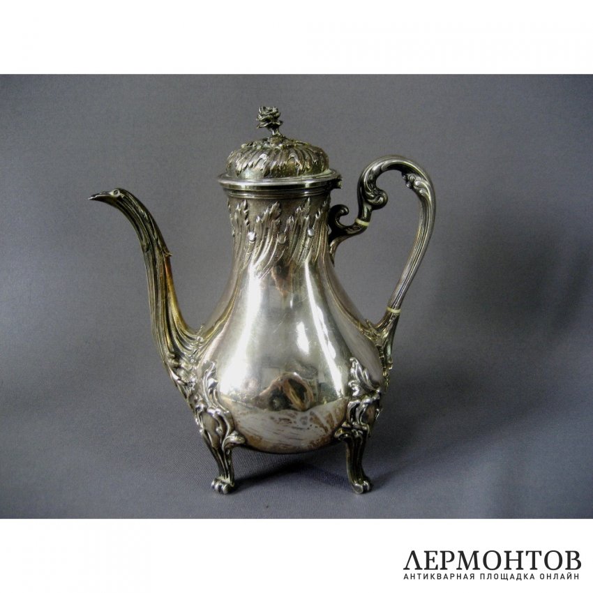 Чайно-кофейный сервиз. Серебро 950 пробы. Франция, XIX век.