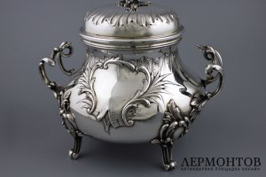 Сахарница в стиле рококо. Louis Coignet. Серебро 950 пробы. Франция