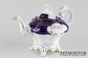 Чайник. Фарфор, кобальт. Англия. XIX век.
