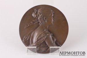 Плакетка в стиле модерн. Западная Европа, Scharff.F, кон. 19 в. Бронза, литье.