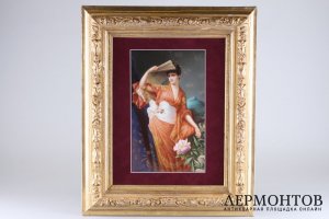 Пласт Девушка в японском кимоно. Фарфор, живопись. KPM, Германия , Conrad Kiesel.