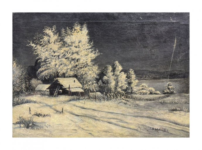 Картина «Русская зима». Холст, масло, Л. Поликарпов, Россия, 1911 год