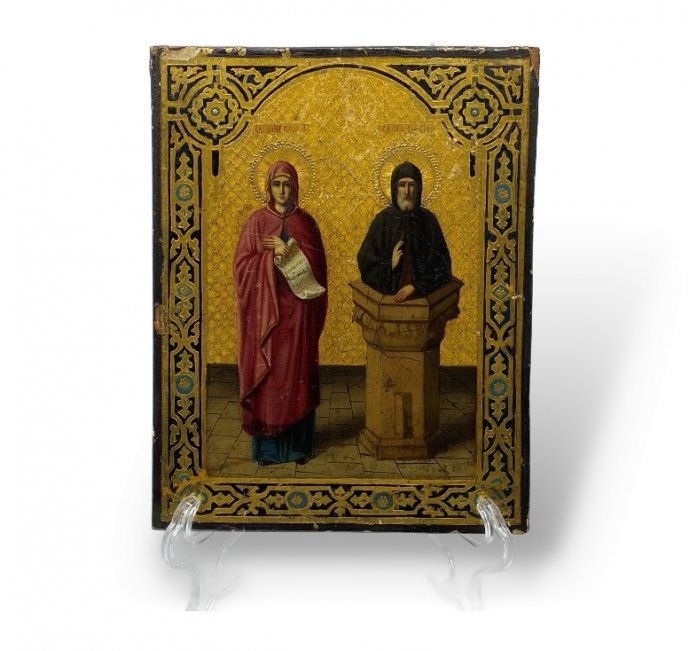 Икона Св. Анна и Симеон. Россия, кон. 19 - нач. 20 в. Дерево, левкас, смеш. техн.