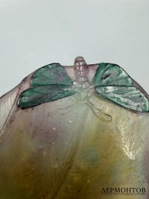 Вазочка «Ящерица и бабочка». Хрусталь pâte de verre, Daum, Франция, 1980-е годы