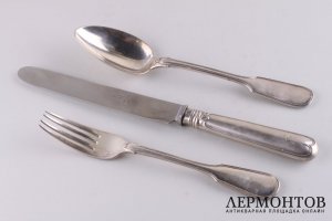 Набор столовых приборов. Серебро 84 пробы. Nichols and Plinke. Российская империя. 1859 г.