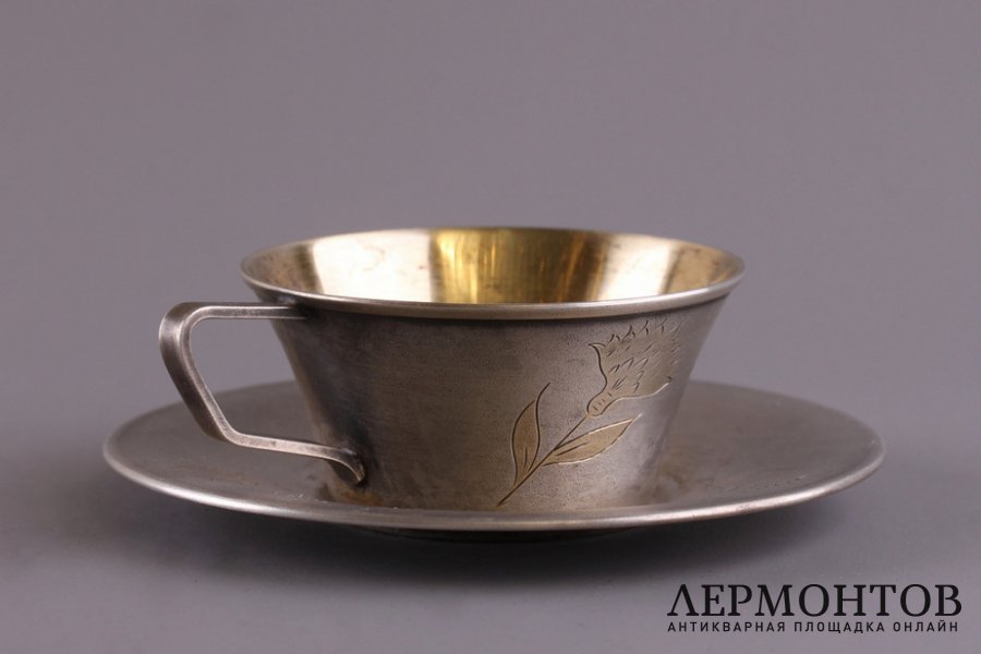 Кофейная пара. Серебро 875 пробы. СССР, завод Московский ювелир, 50-60-е гг. 20 в.