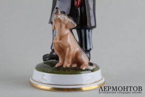 Статуэтка Музыкант с таксой. Rosenthal, Германия, Karl Himmelstoss Фарфор, 1920 г.
