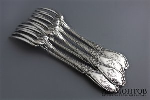 Столовый набор на 6 персон. Boulenger. Серебро 950 пробы. Франция, XIX век.